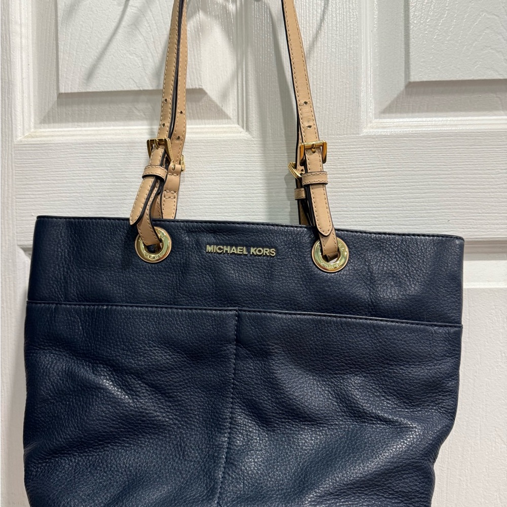Michael Kors Navy and Tan Shoulder Bag